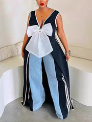 Sexy Bowknot Ornament Sleeveless Slit Dress