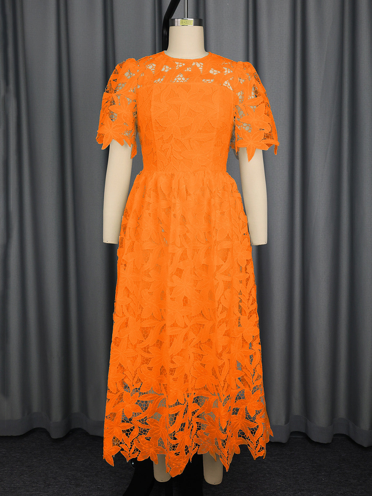 Elegant Round Neck Lace Hollow Out Slim Party Dress