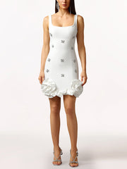 Sexy Rhinestone Ruffles Slim Mini Dress