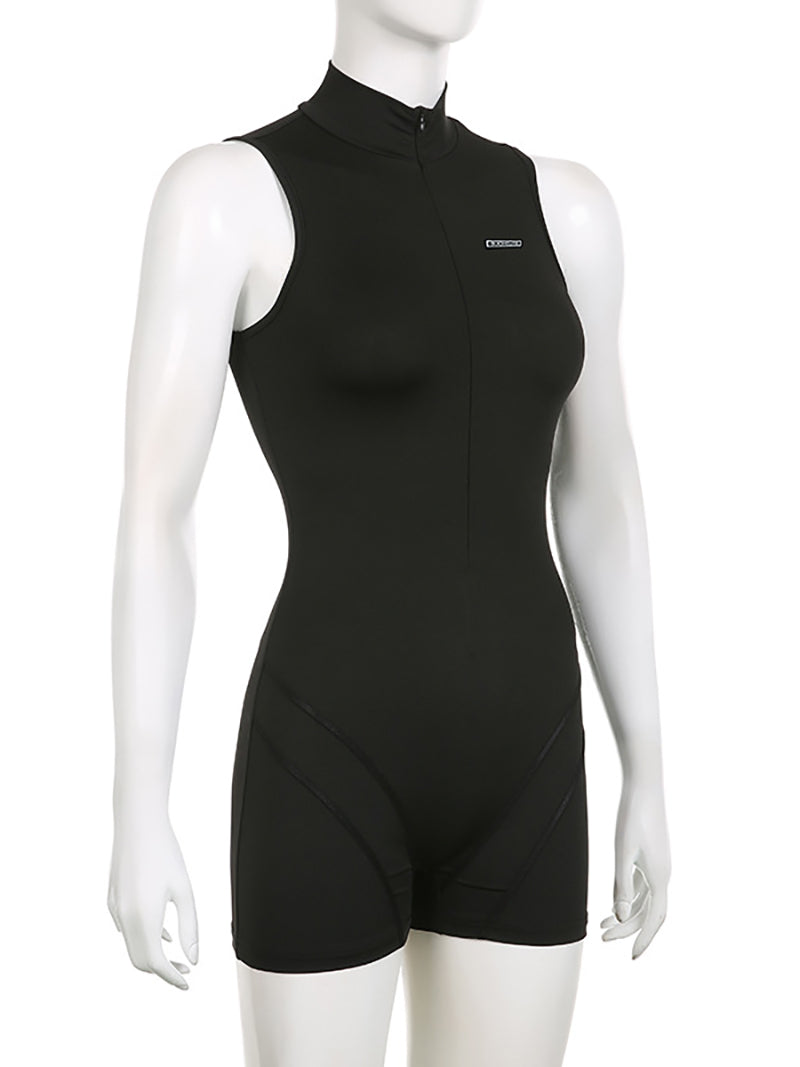Sleeveless Zipper Sports Tight Romper