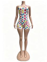 Sexy Halterneck Lace-up Polka Dot Slim Romper