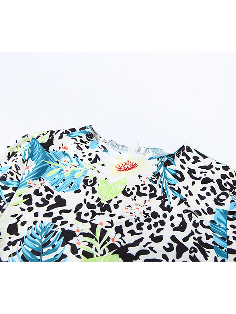 Casual Print Basic O Neck Short Sleeve Two Pieces Set