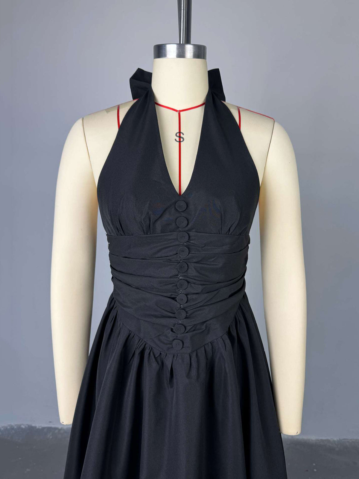 Sexy Pleated V-Neck Halter Bow Mini Dress