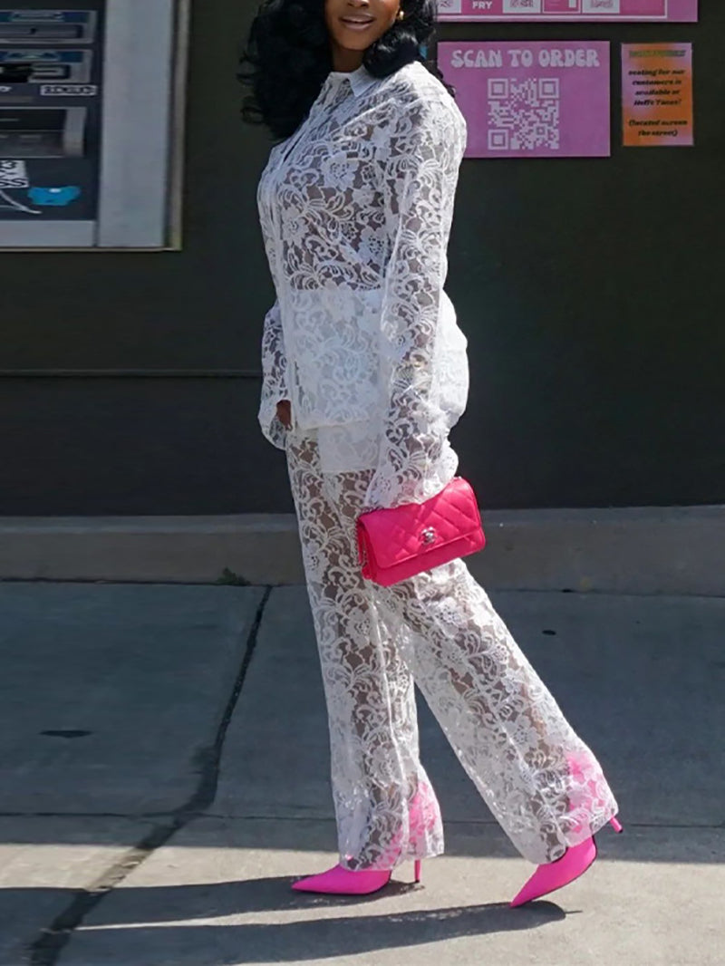 Sexy See through Lace Two Piece Set