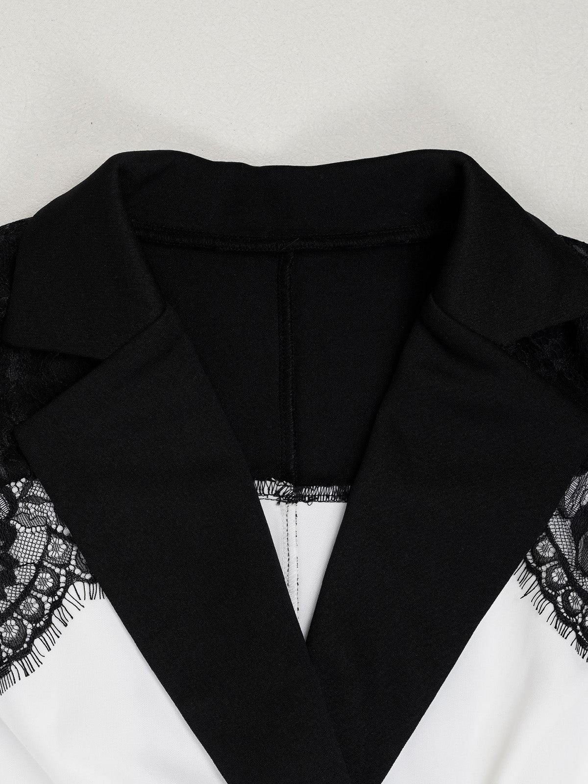 Elegant Lace Patchwork Slim Blazer And Pants Suit