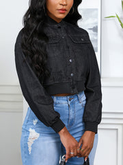 Casual Cropped Denim Jacket Coat