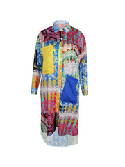 Casual Print Loose Long Sleeve Shirt Dress