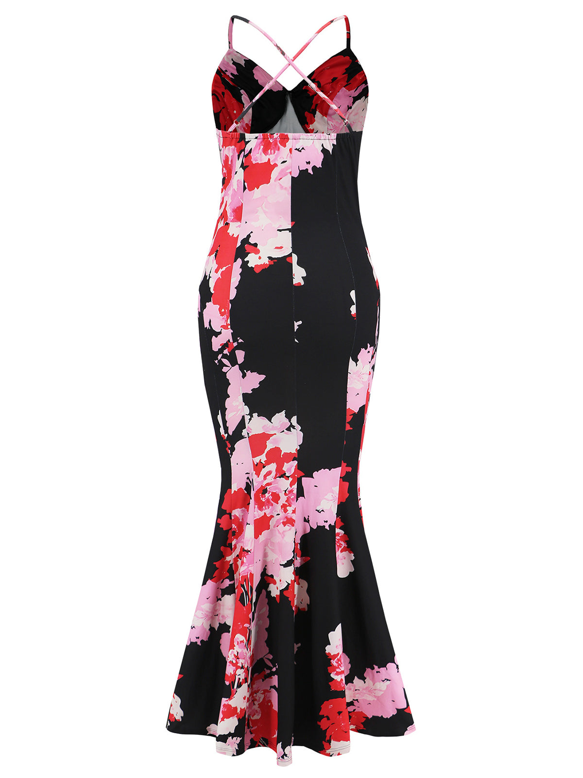 Sexy Spaghetti Strap Print Slim Fishtail Dress