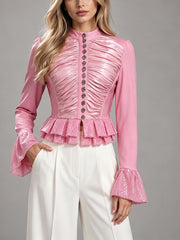 Sequin Panel Flare Sleeve Cropped Jacket-boutique