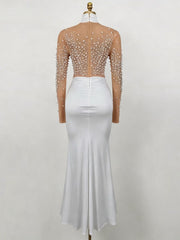 Pearl Mesh Satin Mermaid Dress-boutique
