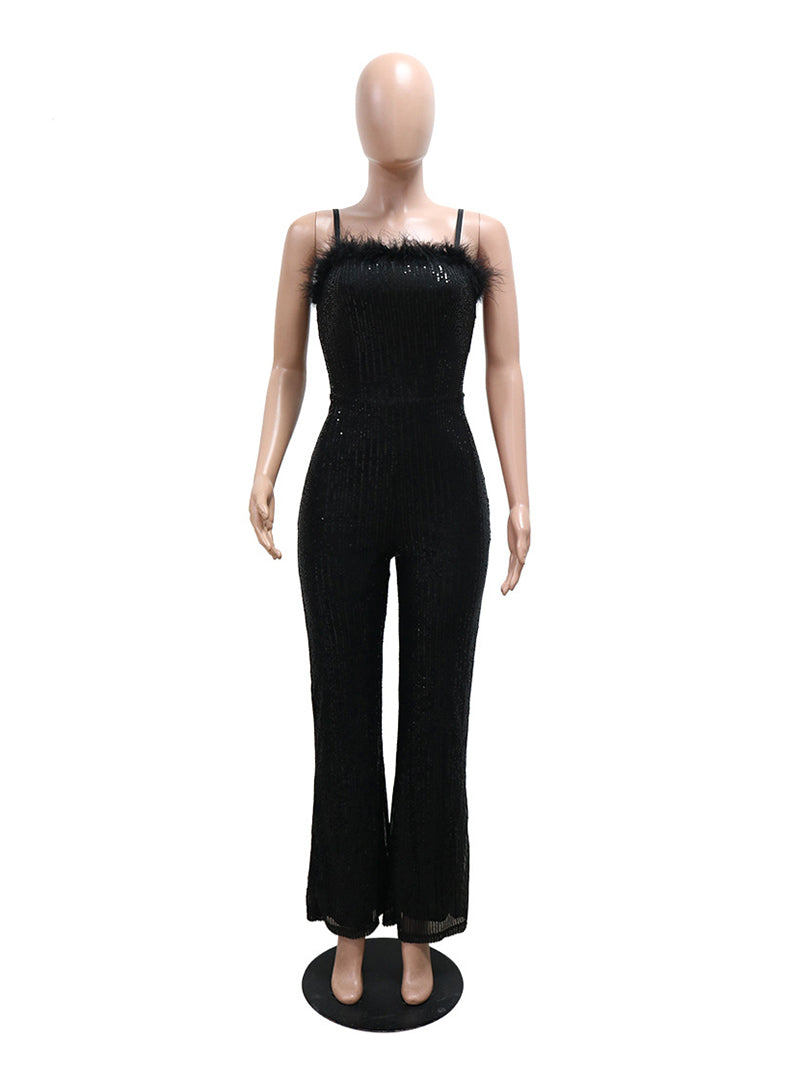 Sexy Sequin Spaghetti Strap Jumpsuit