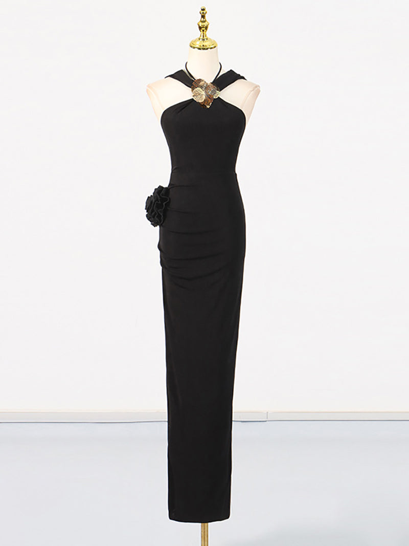 Sexy Hooded Appliqued Sleeveless Maxi Dress