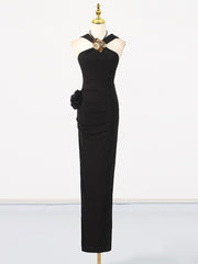 Sexy Hooded Appliqued Sleeveless Maxi Dress