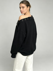 One Shoulder Oversized Sweatshirt-boutique