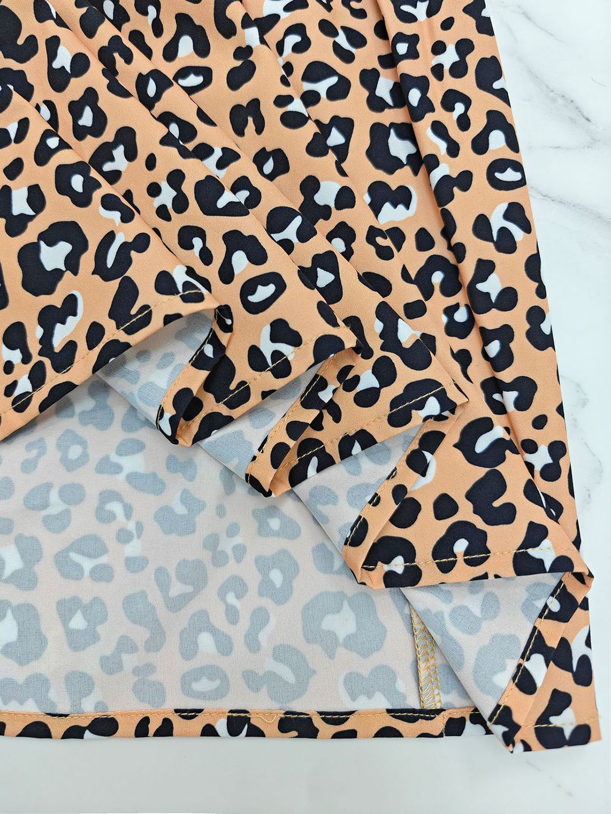 Elegant Leopard Print V Neck Split Maxi Dress