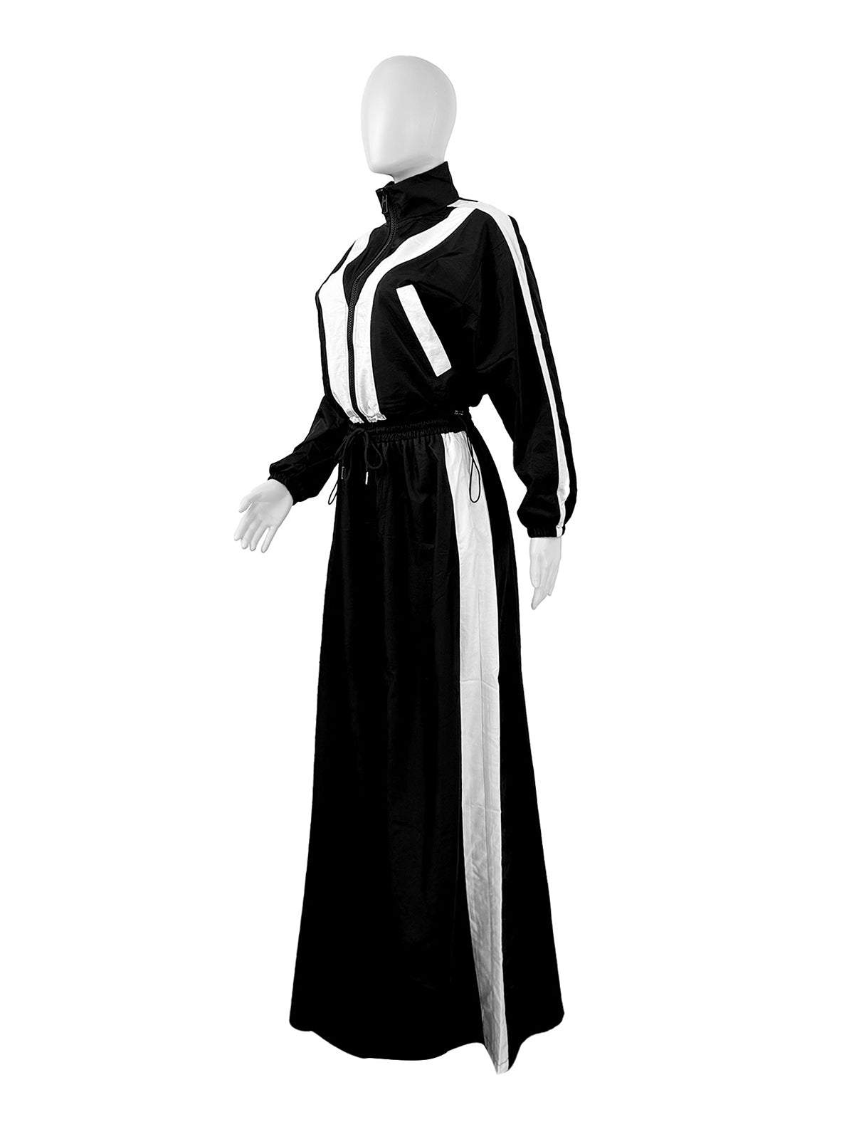 Casual Zipper Sweatshirt Wide Leg Pants Set