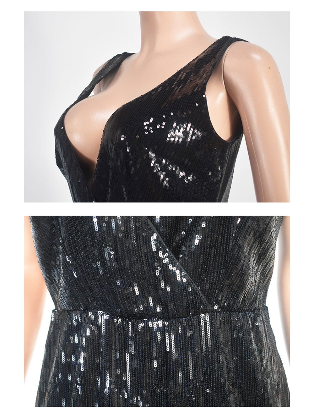 Sexy Suspenders Sequin Backless Party Dress