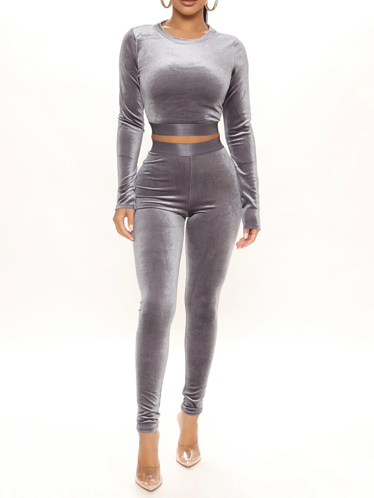 Long Sleeve Slim Velour Legging Set