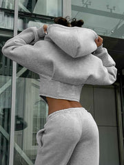 Fashion Zip Up Cropped Corset Hoodie