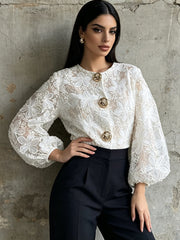 Floral Embroidered Balloon Sleeve Jacket-boutique