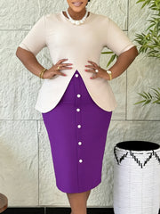 Fashion Round Neck Office Bodycon Pencil Dress