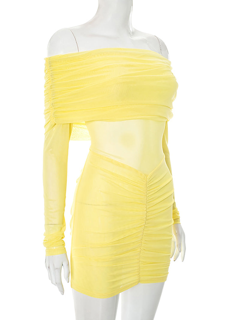 Sexy Off Shoulder Ruched Bodycon Dress