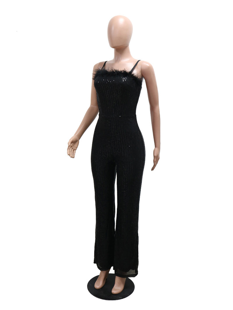 Sexy Sequin Spaghetti Strap Jumpsuit