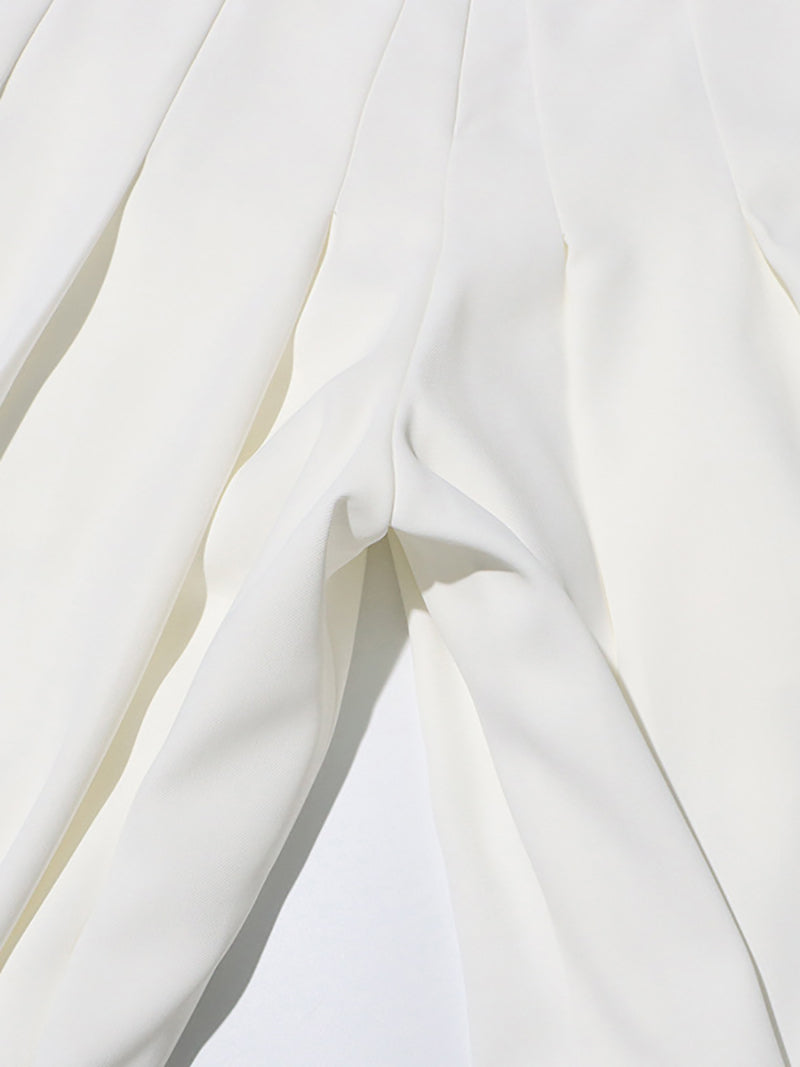 Fashion One Shoulder Pleated Slim Two Piece Suit