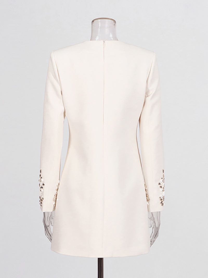 Elegant Rhinestone Embellished Slim Mini Dress