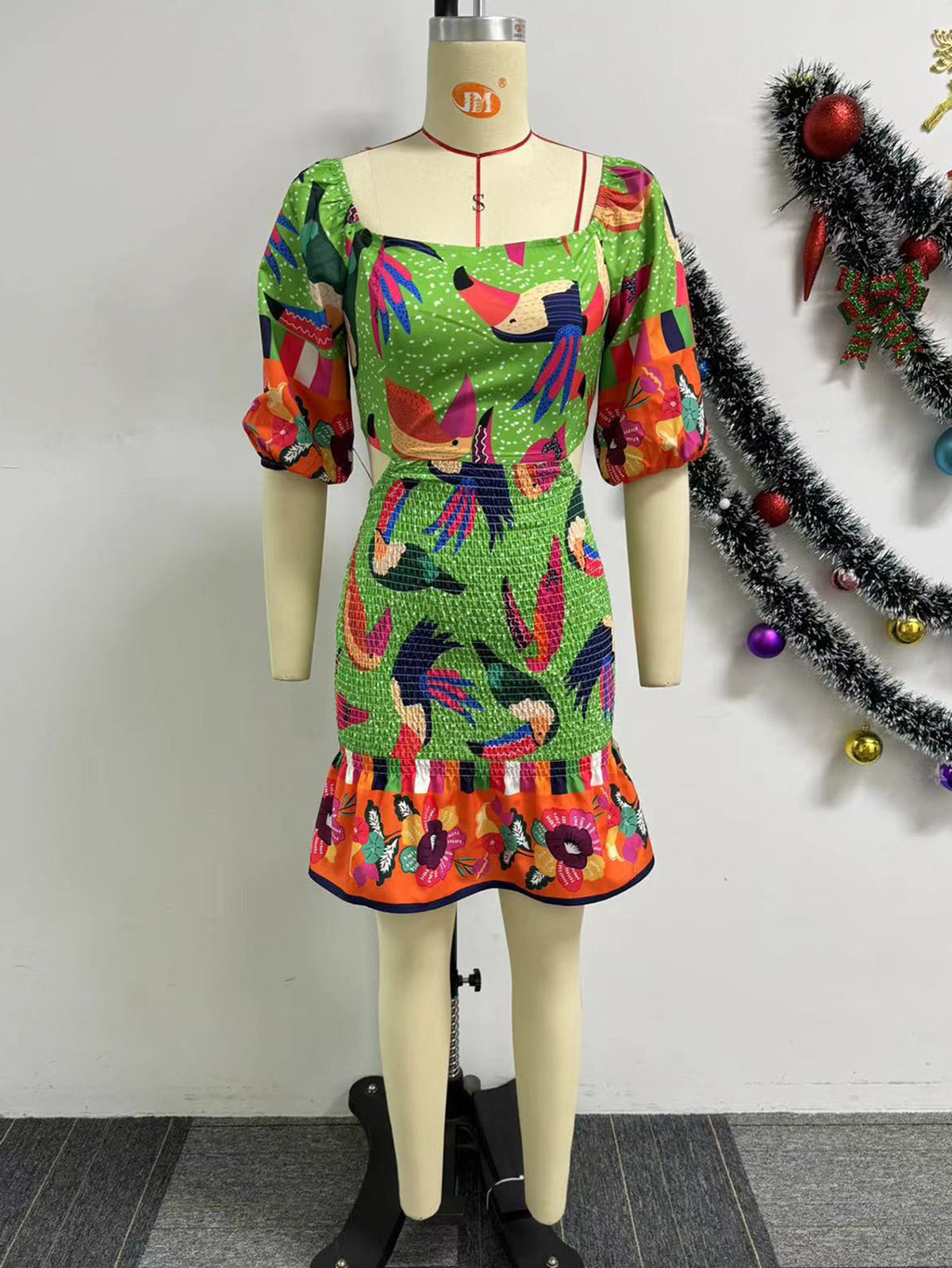 Print Off Shoulder Backless Colorful Club Dress