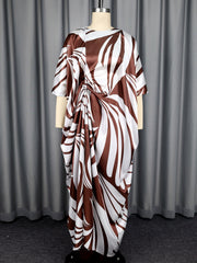 Casual Print Loose Dress and Pants Two Piece Set