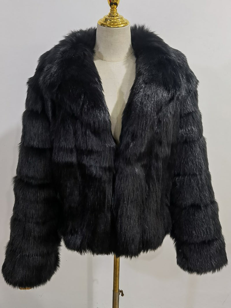 Fashion Faux Fur Suit Collar Jacket Coat