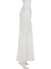 Sexy Lace See Through Floral Maxi Skirt