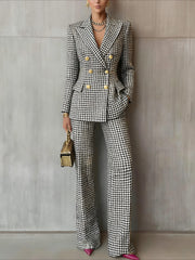 Women's Plaid Blazer and Pants Set