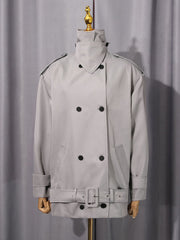 Loose Spliced Double Breasted Fashion Trench