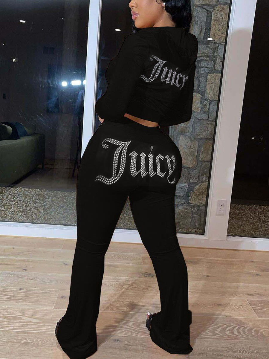 Velvet Juicy Sweatshirt and Pants Tracksuit 2-Piece