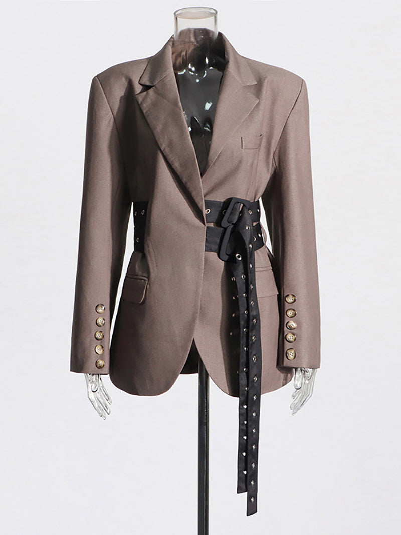 Fashion Double Belted Blazer