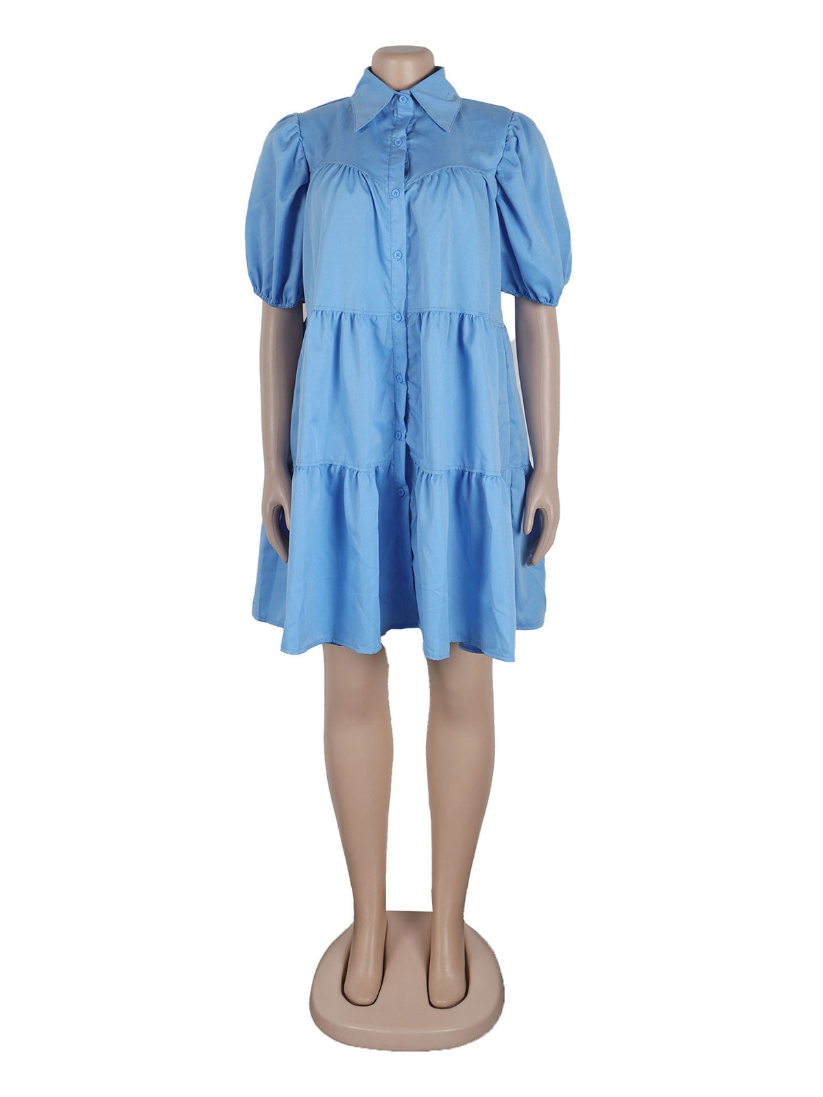 Casual Turn-down Collar Ruffle Loose Dress