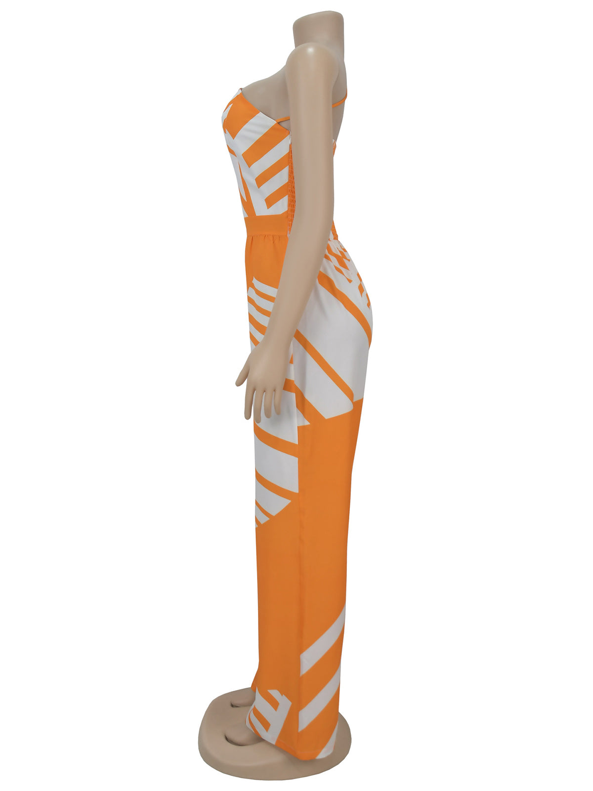 Colorblock Print One Shoulder Casual Jumpsuit