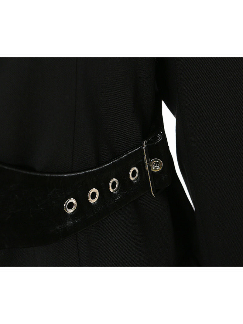 PU Leather Patchwork Irregular Loose Blazer