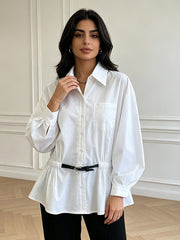 Women's Vintage Button-Up Long Sleeve Blouse -Boutique