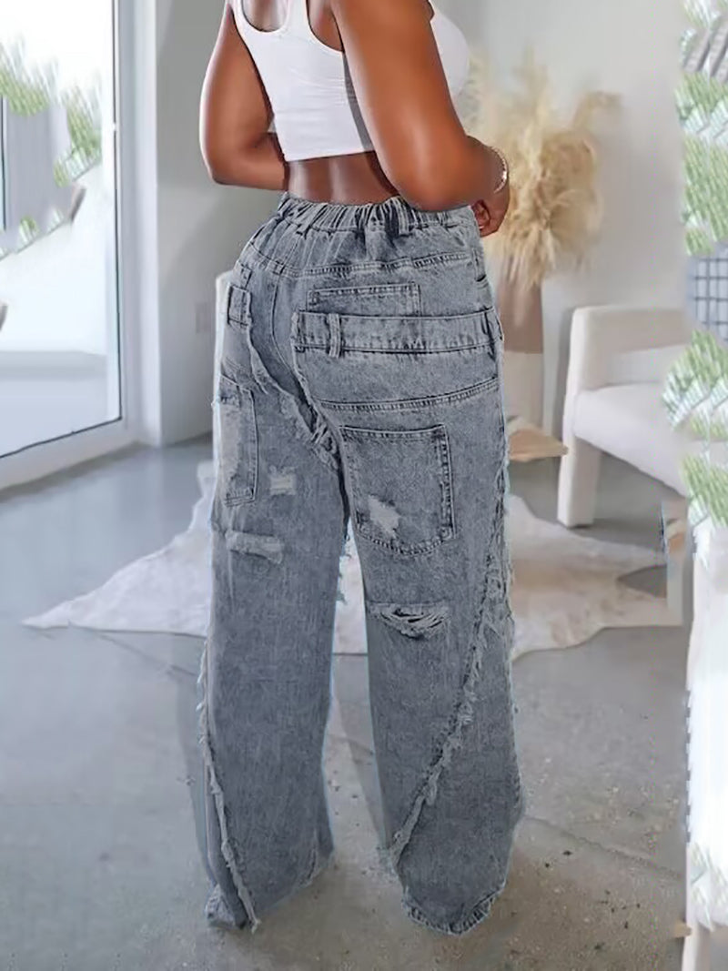 Ripped Casual Straight Jeans