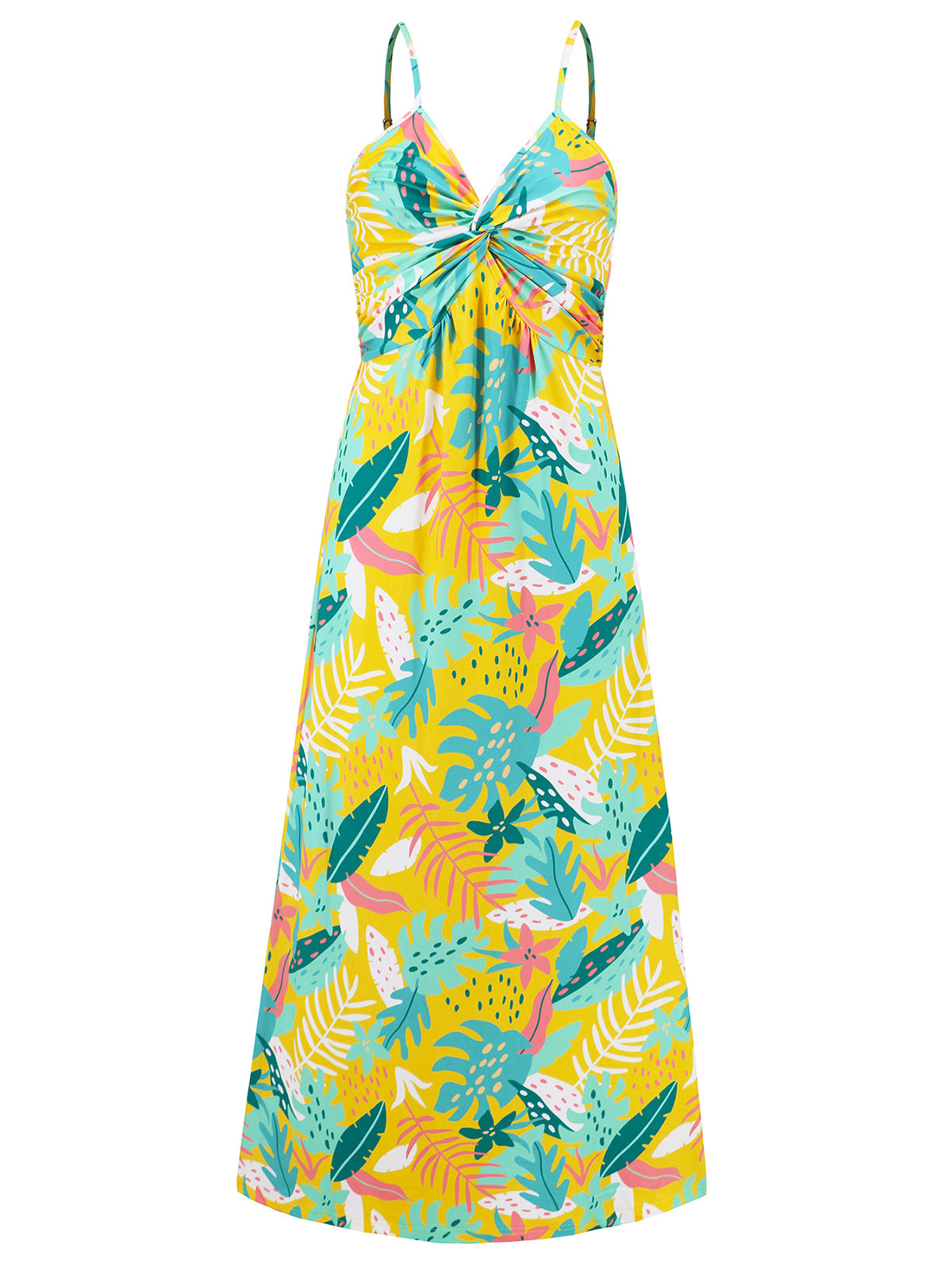 Elegant V-neck Print A-line Maxi Dress