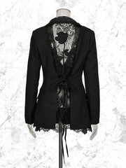 Fashion Hollow Out Lace Patchwork Slim Blazer