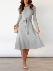 Sexy Round Neck Ribbed Knit Dress