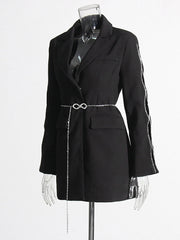 Fashion Chain Ornament Slim Suit Coat