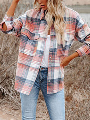 Fashion Loose Plaid Shacket Jacket