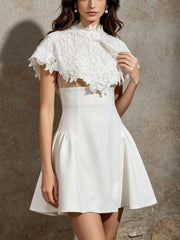 Embroidered Lace Cape Waist Slip Dress-boutique