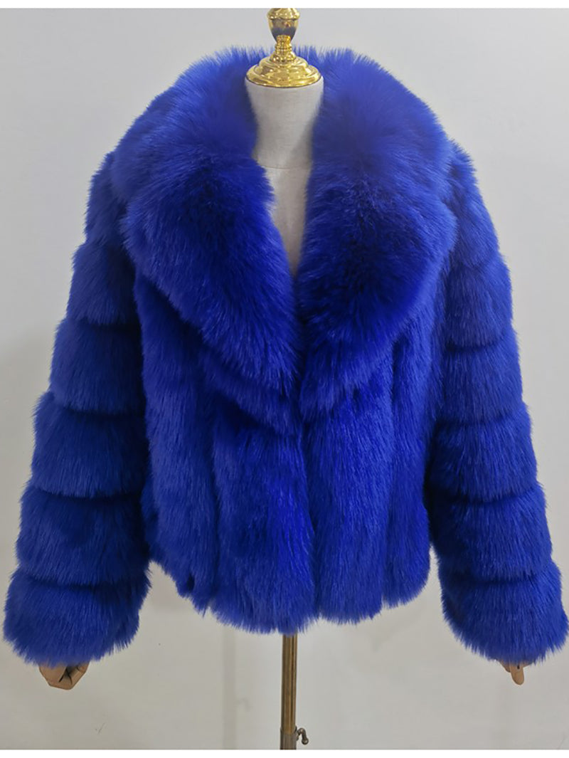 Fashion Faux Fur Suit Collar Jacket Coat