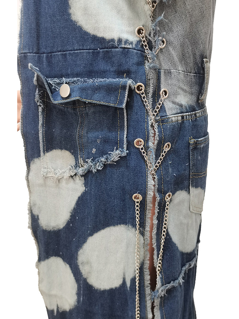 Chain Ornament Cardigan Denim Coat